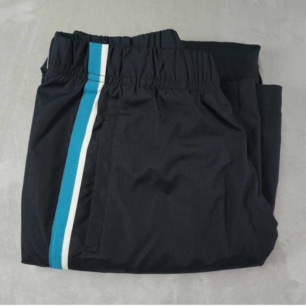 Reebok Pants Mens Small Windbreaker Track Pants Black Lined Side Stripe